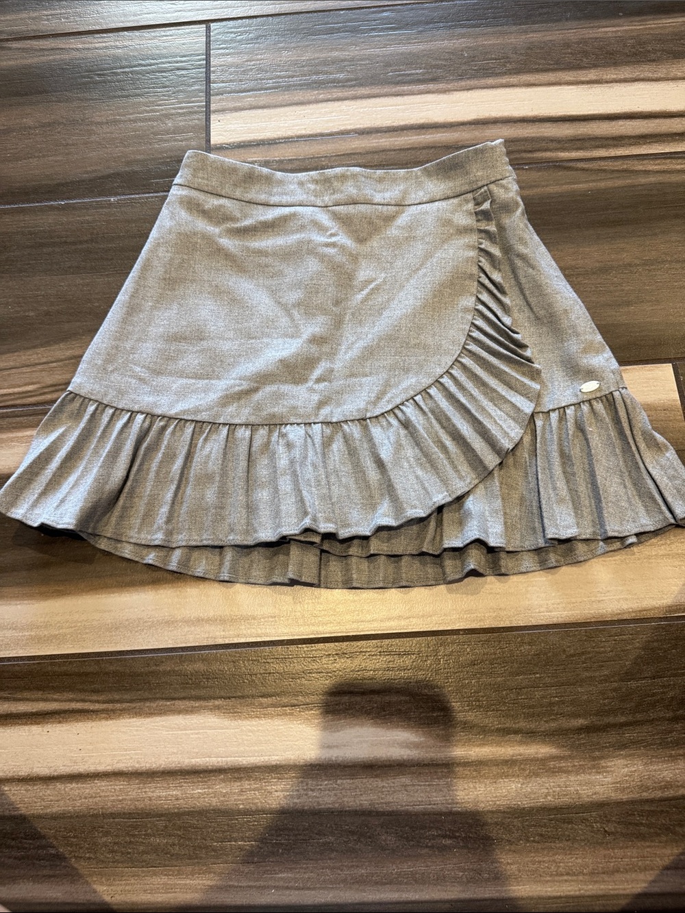 Tartine et Chocolat Gray Pleated Ruffle Skirt